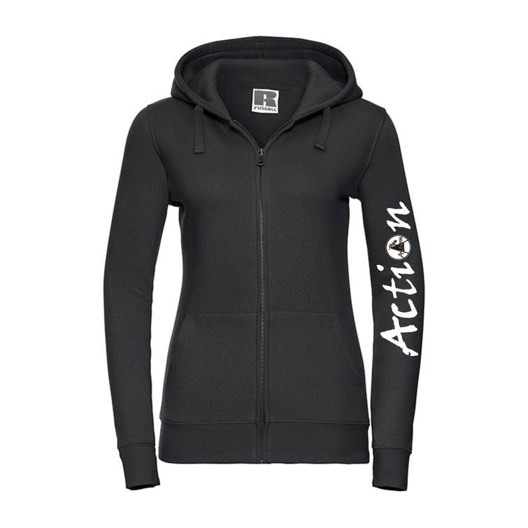 Naisten vetoketjuhuppari Action logolla