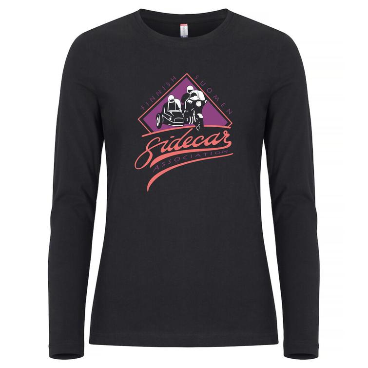 Naisten pitkähihainen paita Suomen Sivuvaunuyhdistys logolla