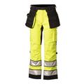 Hi-Vis strech riipputaskuhousu kelta/musta