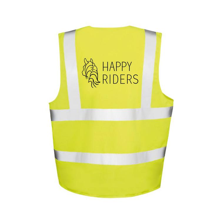 Vetoketjullinen huomioliivi Happy riders logolla