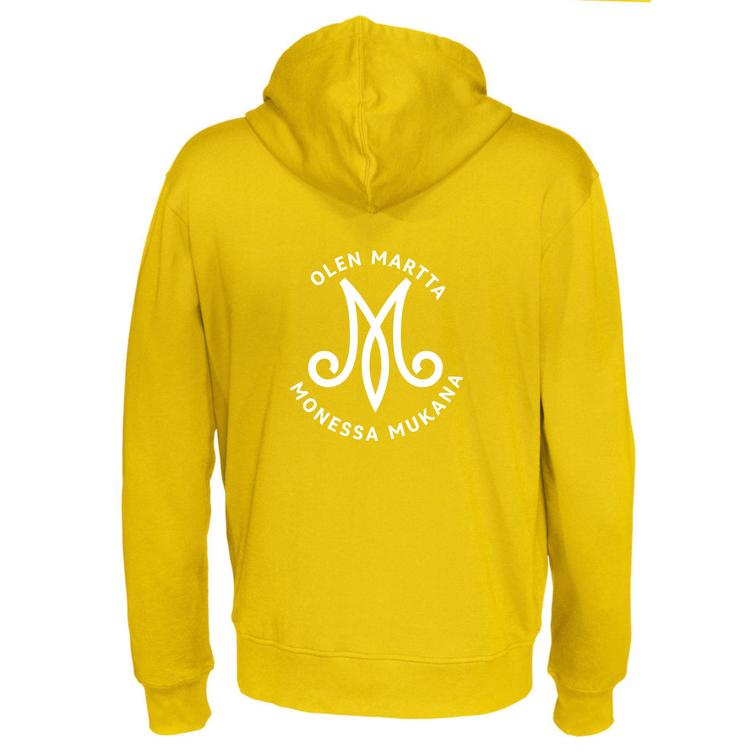 Miesten vetoketjuhuppari M-monessa mukana logolla