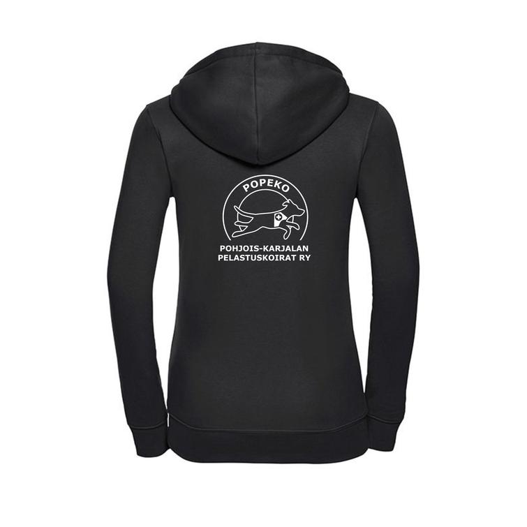 Naisten vetoketjuhuppari Popeko logolla