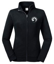 Naisten collegetakki Lapinlahden ratsastusseura logolla