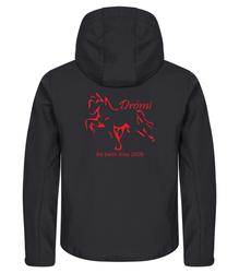 Miesten hupullinen softshell takki Dr&oacute;mi logolla