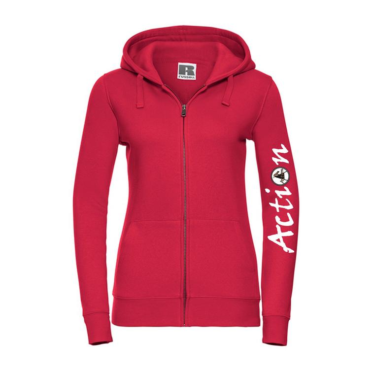 Naisten vetoketjuhuppari Action logolla