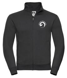 Miesten collegetakki Lapinlahden ratsastusseura logolla