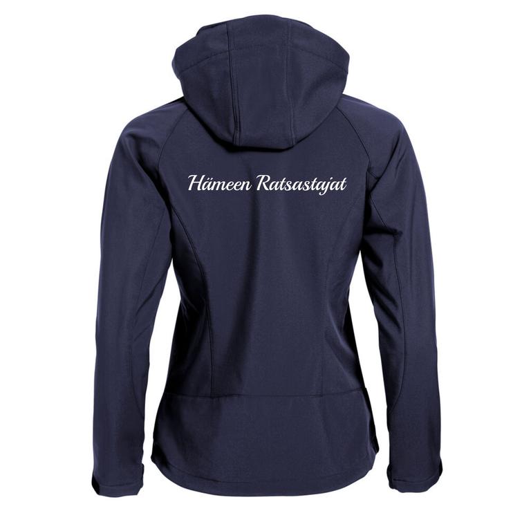 Naisten softshell takki Hämeen Ratsastajat logolla