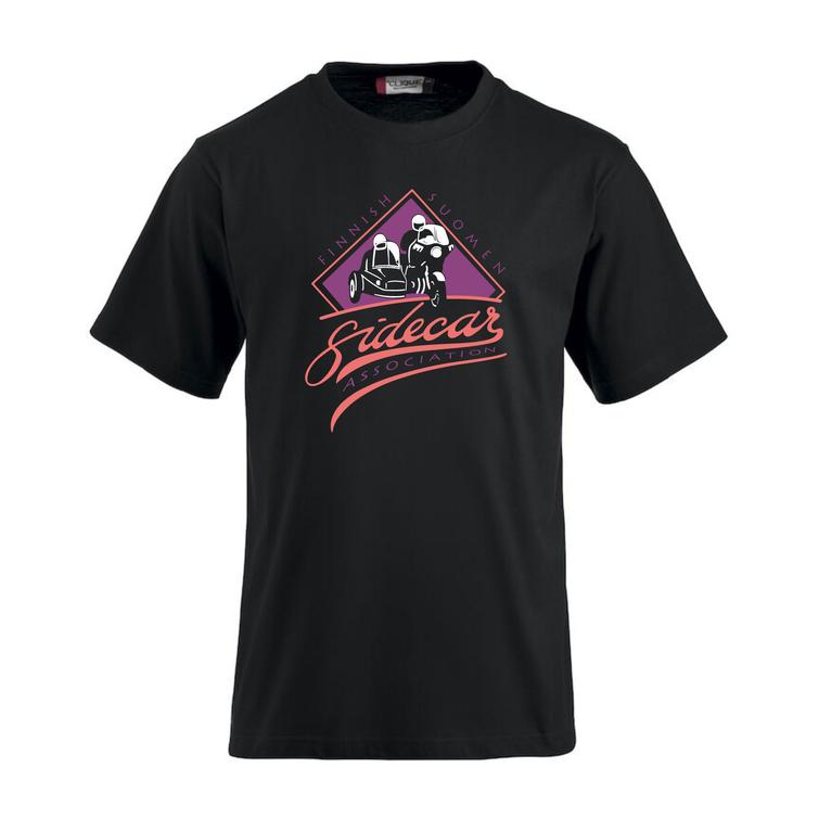 Miesten t-paita Suomen Sivuvaunuyhdistys logolla