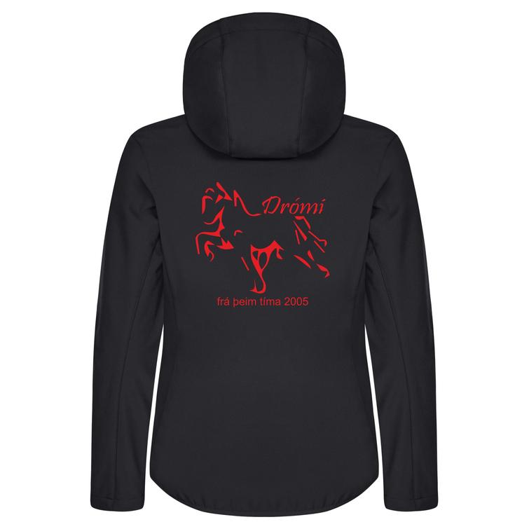 Naisten hupullinen softshell takki Drómi logolla