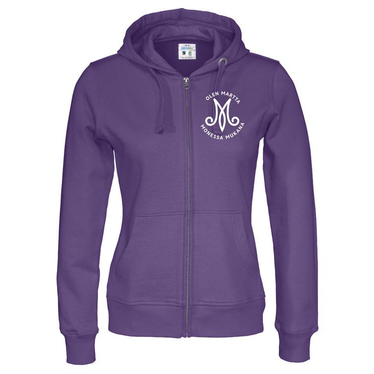 Naisten vetoketjuhuppari M-monessa mukana logolla