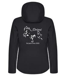 Naisten hupullinen softshell takki Drómi logolla