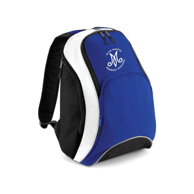 Reppu M-monessa mukana logolla