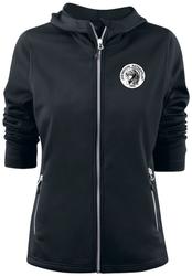 Naisten tekninen vetoketjuhuppari Joensuun ratsastajat logolla