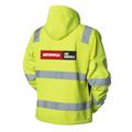 Huomiovärinen softshell takki Vatupassi logolla