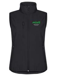 Naisten softshell liivi Mieli logolla