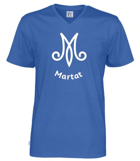 Miesten v-aukollinen t-paita M-Martat logolla