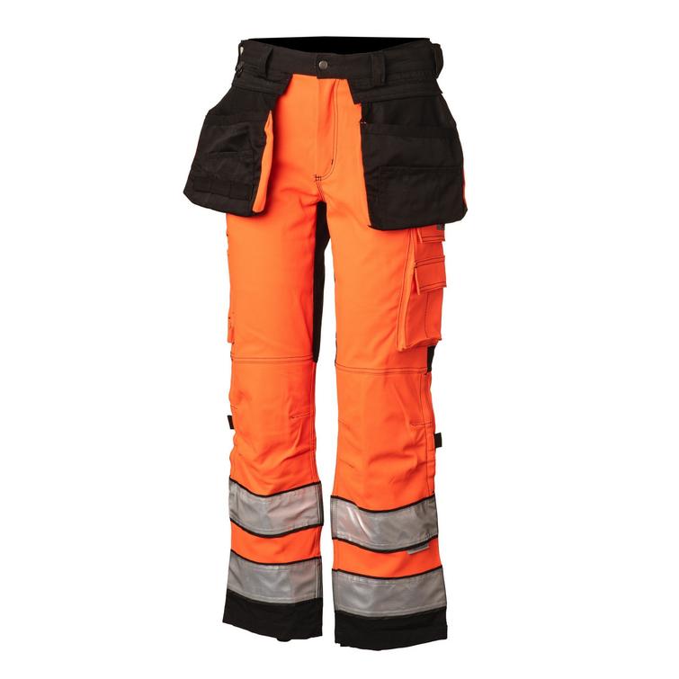 Hi-Vis strech riipputaskuhousu oranssi/musta