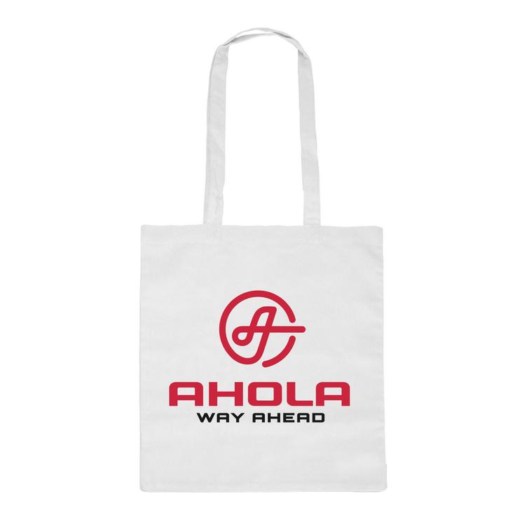 Puuvillakassi Ahola AT logolla