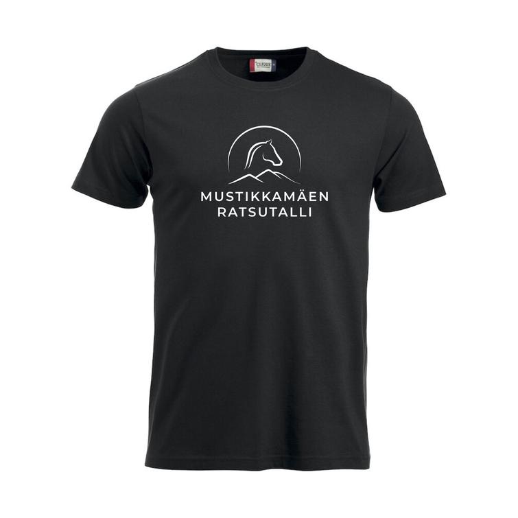 Miesten t-paita Mustikkamäen ratsutalli logolla