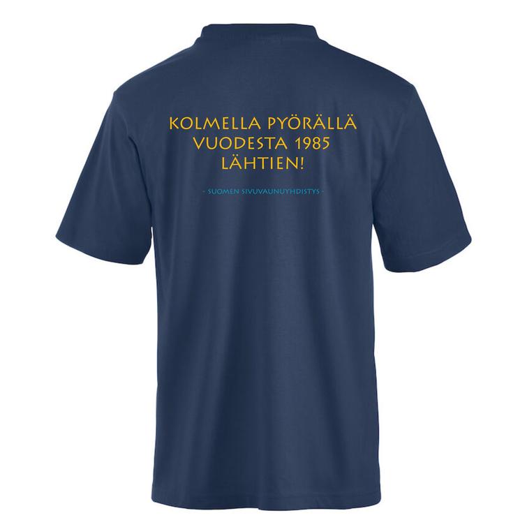 Juhlavuosi t-paita Suomen Sivuvaunuyhdistys logolla