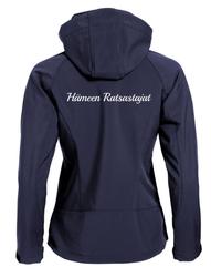 Naisten softshell takki Hämeen Ratsastajat logolla