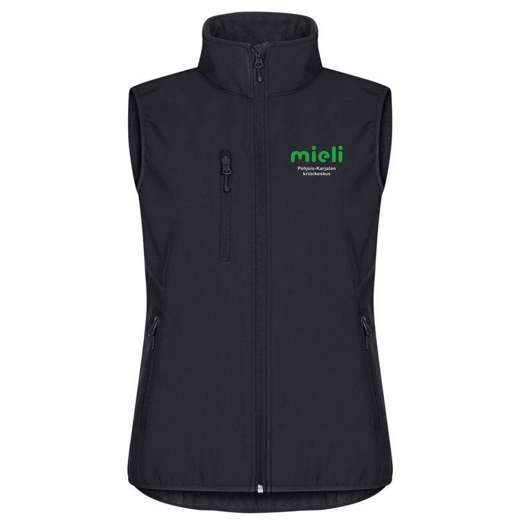Naisten softshell liivi Mieli logolla