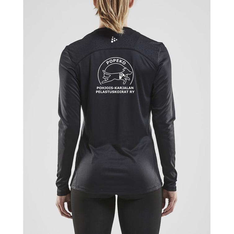 Naisten tekninen pitk&auml;hihainen paita Popeko logolla