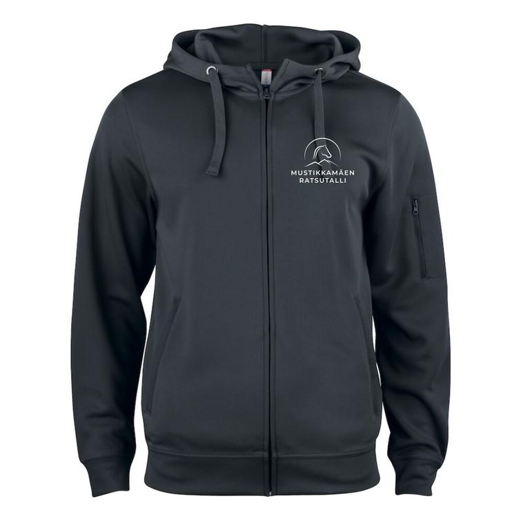 Miesten tekninen vetoketjuhuppari Mustikkam&auml;en ratsutalli logolla