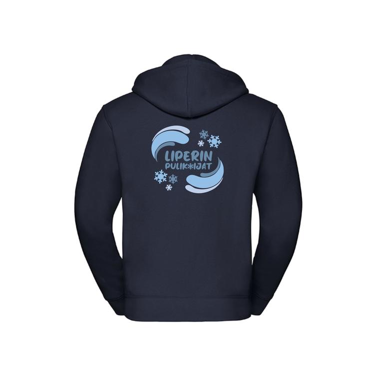 Miesten vetoketjuhuppari Liperin pulikoijat logolla