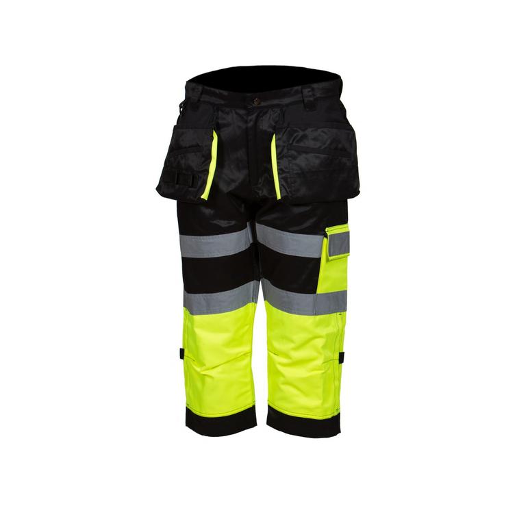 Huomiov&auml;riset capri riipputaskuhousut kelta/musta