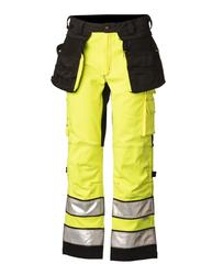Hi-Vis strech riipputaskuhousu kelta/musta