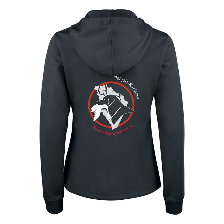 Naisten tekninen vetoketjuhuppari P-K noutajat logolla