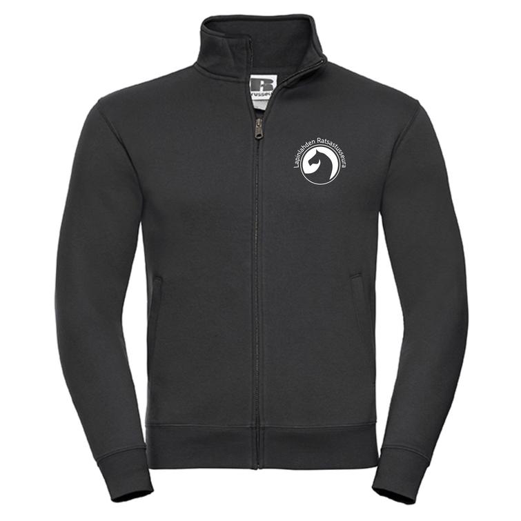 Miesten collegetakki Lapinlahden ratsastusseura logolla