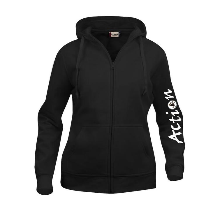 Naisten basic vetoketjuhuppari Action logolla