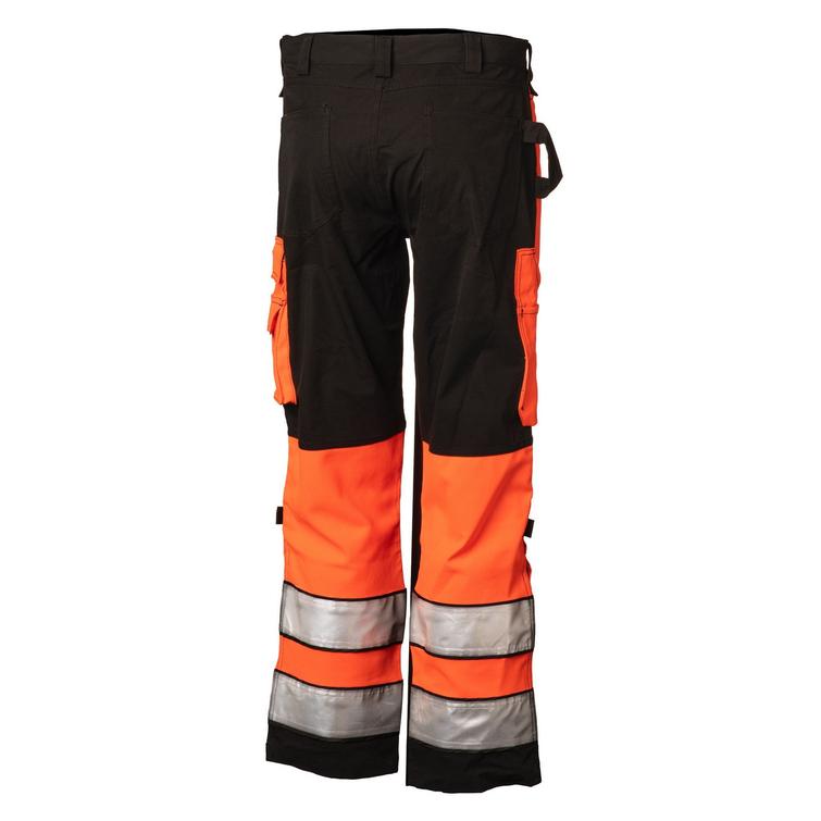 Hi-Vis strech riipputaskuhousu oranssi/musta