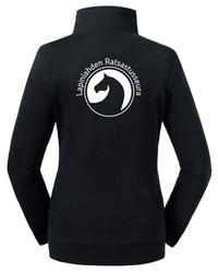 Naisten collegetakki Lapinlahden ratsastusseura logolla