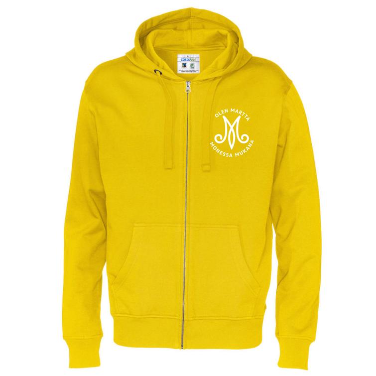 Miesten vetoketjuhuppari M-monessa mukana logolla