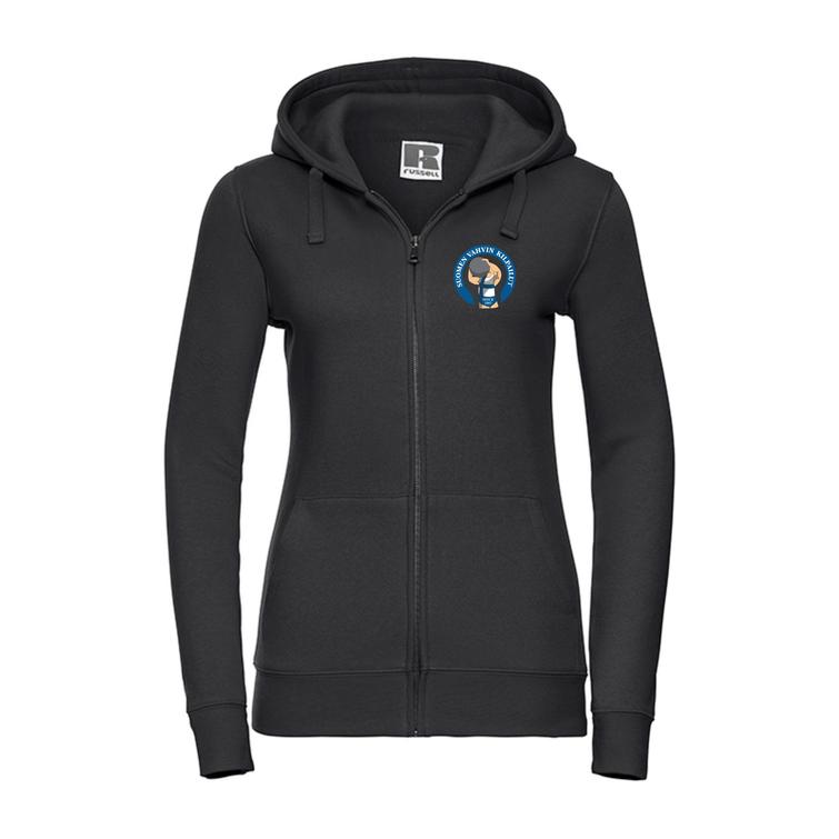 Naisten vetoketjuhuppari Suomen vahvin logolla