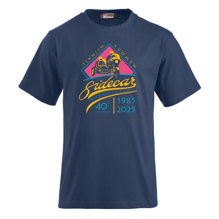 Juhlavuosi t-paita Suomen Sivuvaunuyhdistys logolla