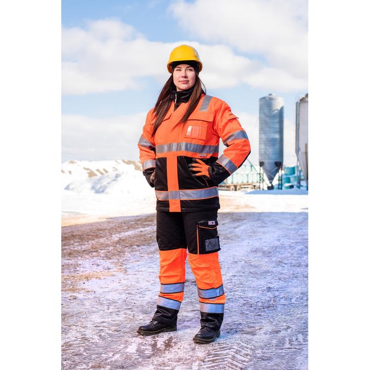 Huomiov&auml;rinen talvitakki oranssi/musta