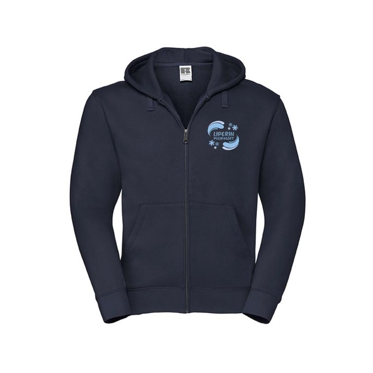 Miesten vetoketjuhuppari Liperin pulikoijat logolla