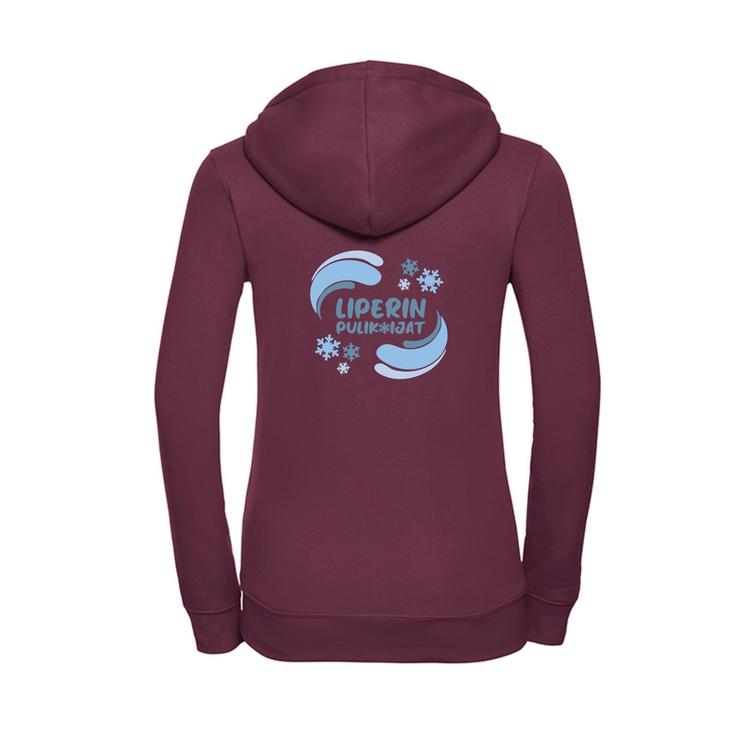 Naisten vetoketjuhuppari Liperin pulikoijat logolla