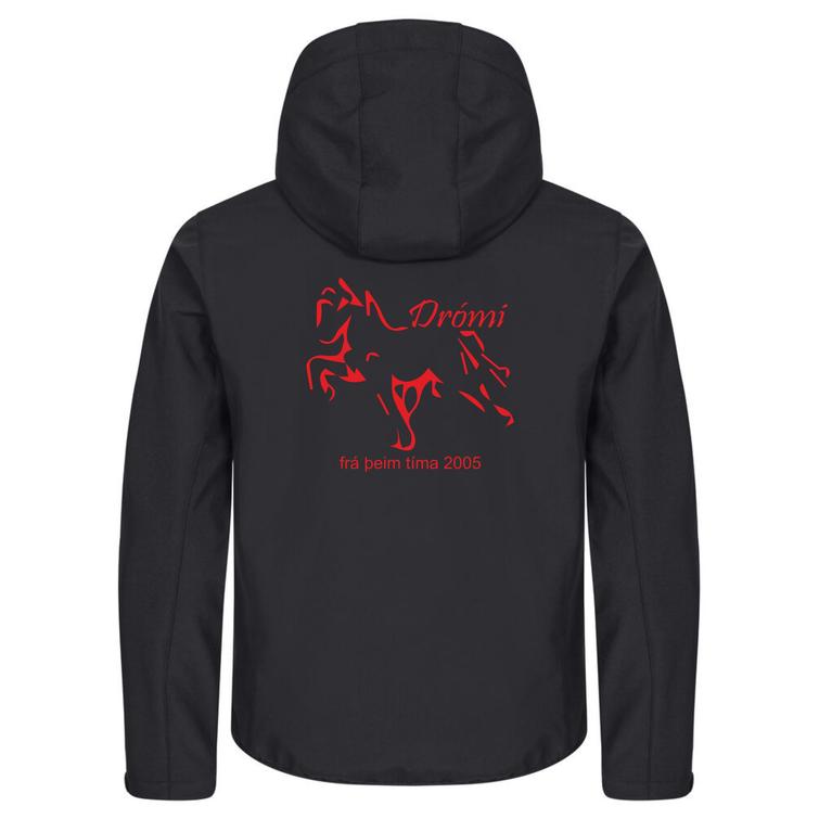 Miesten hupullinen softshell takki Dr&oacute;mi logolla